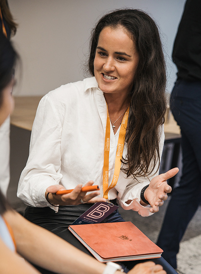 Annasley talking to a group